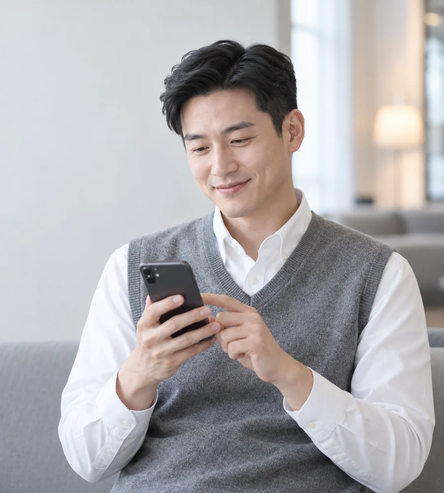 부산 서면 개인돈 대출 상담을 휴대전화로 안내받는 고객