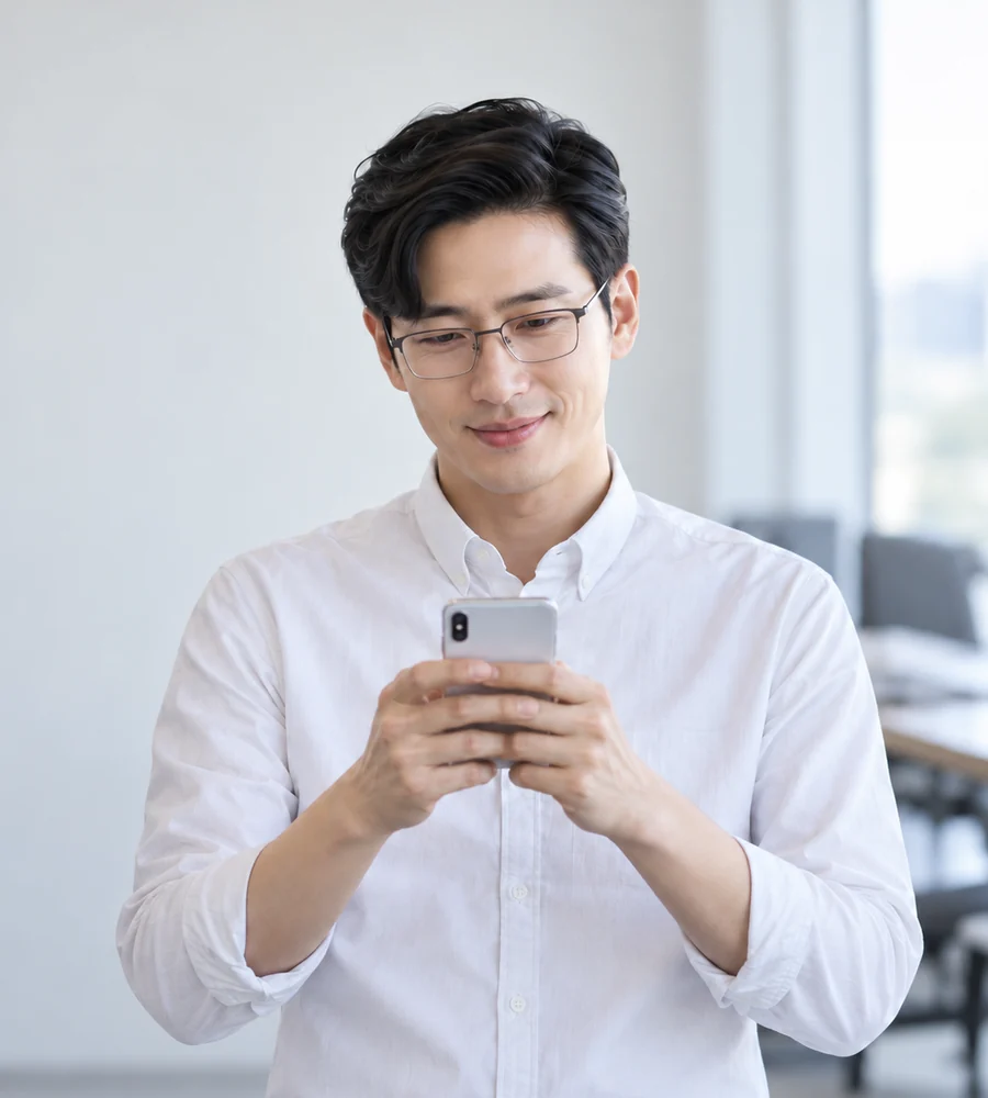 부산 서면 개인돈 대출 상담을 휴대전화로 안내받는 고객